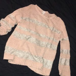 💞Pink/beige and grey sparkle Chico’s sweater💞